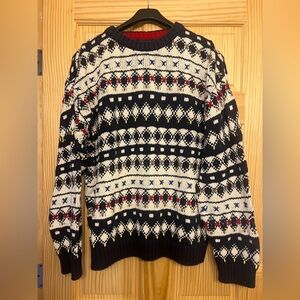 Chaps vintage men's multicolored patterned sweater. 100% cotton, size Large.